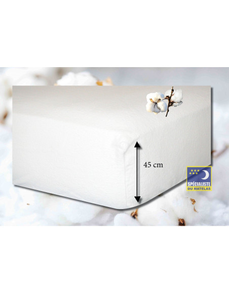 Protège-matelas Soraya 100% coton poche 45 cm Protège-matelas Soraya 100% coton poche 45 cm