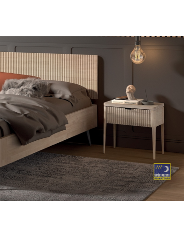 Table de nuit Aneto modèle B en bois d'hévéa - Jooken
