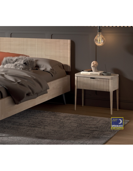 Table de nuit Aneto modèle B en bois d'hévéa - Jooken