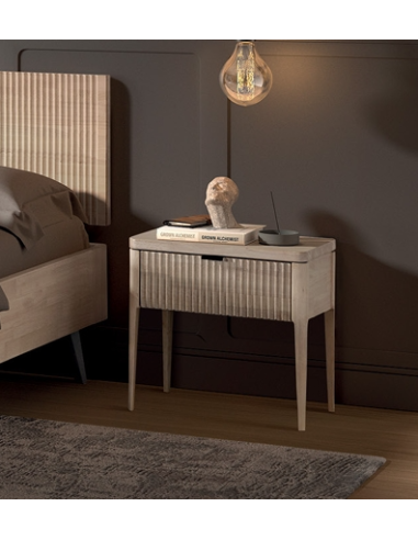 Table de nuit Aneto modèle B en bois d'hévéa - Jooken